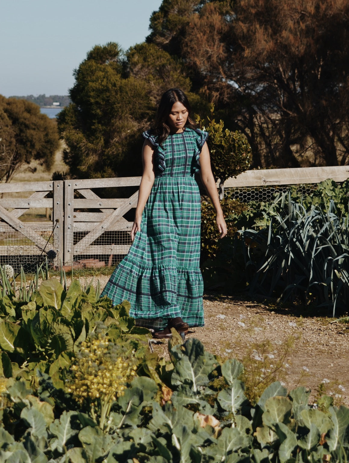 ARLINGTON DRESS PLAID FOREST GREEN