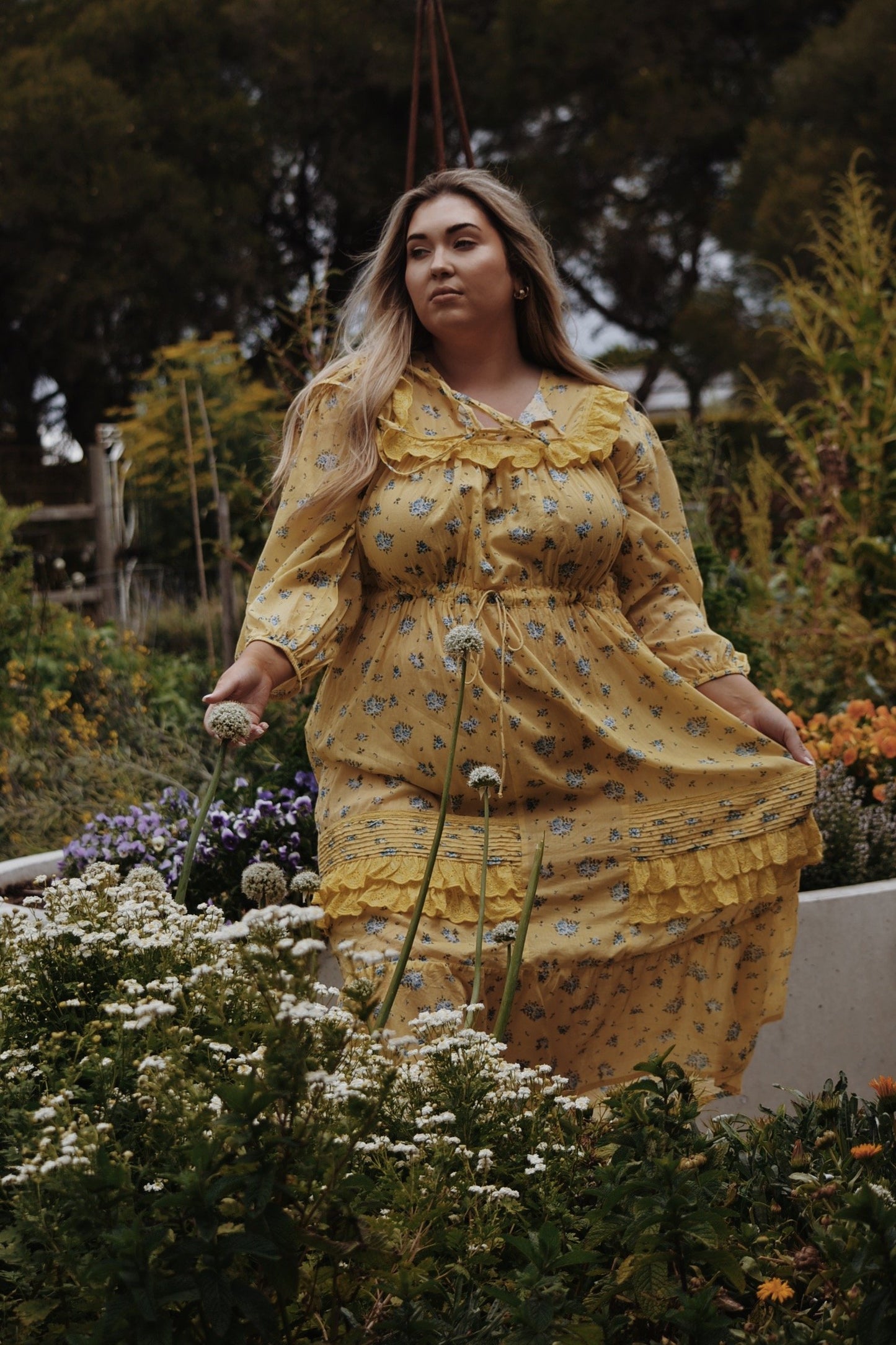 100% RECYCLED COTTON - ABERDEEN LEMON FLORAL DRESS