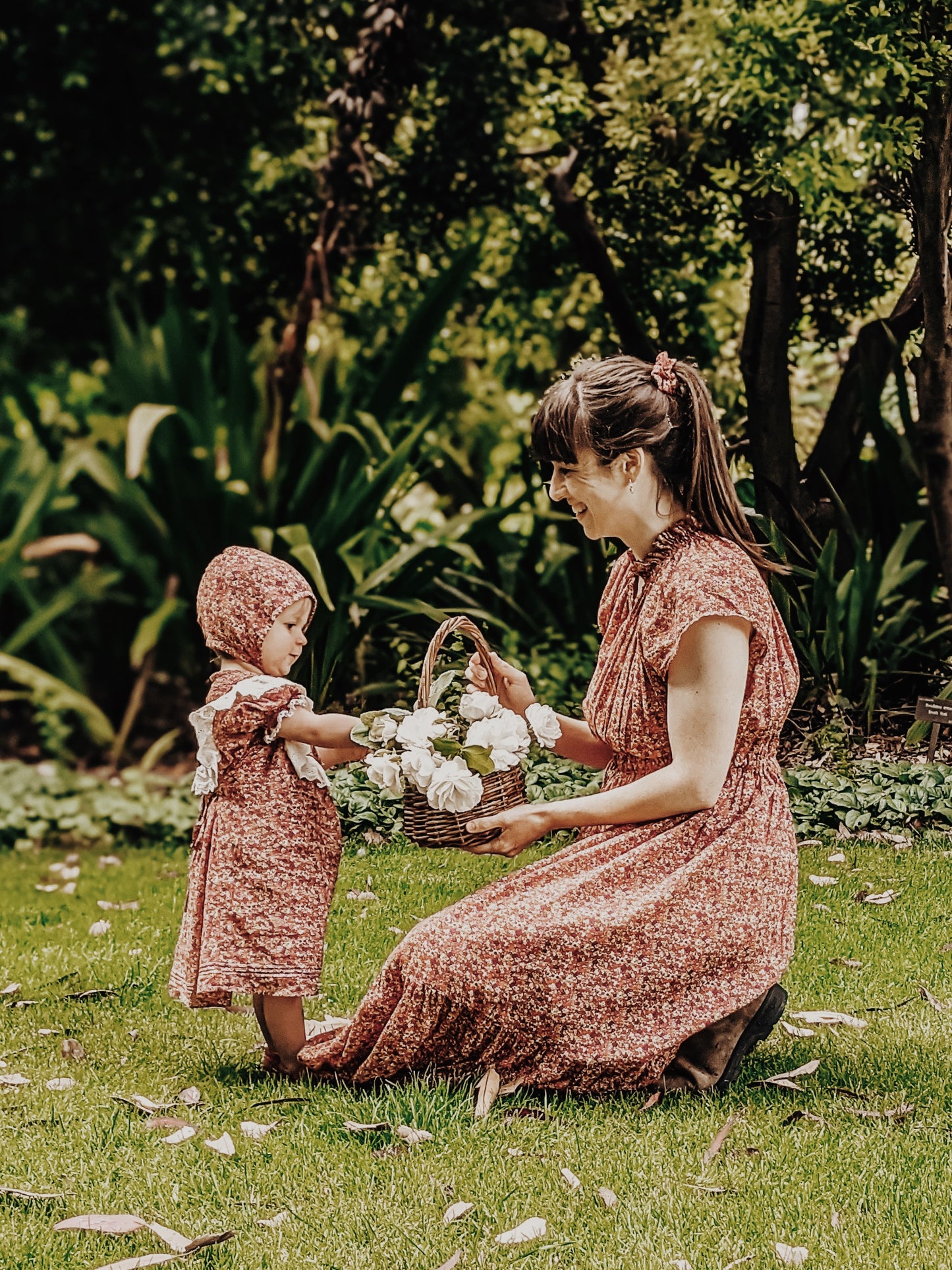 ANNABELLE GIRL'S DRESS DITSY FLORAL IN POPPY