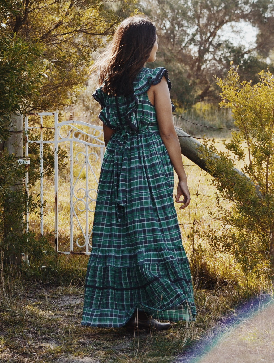 ARLINGTON DRESS PLAID FOREST GREEN