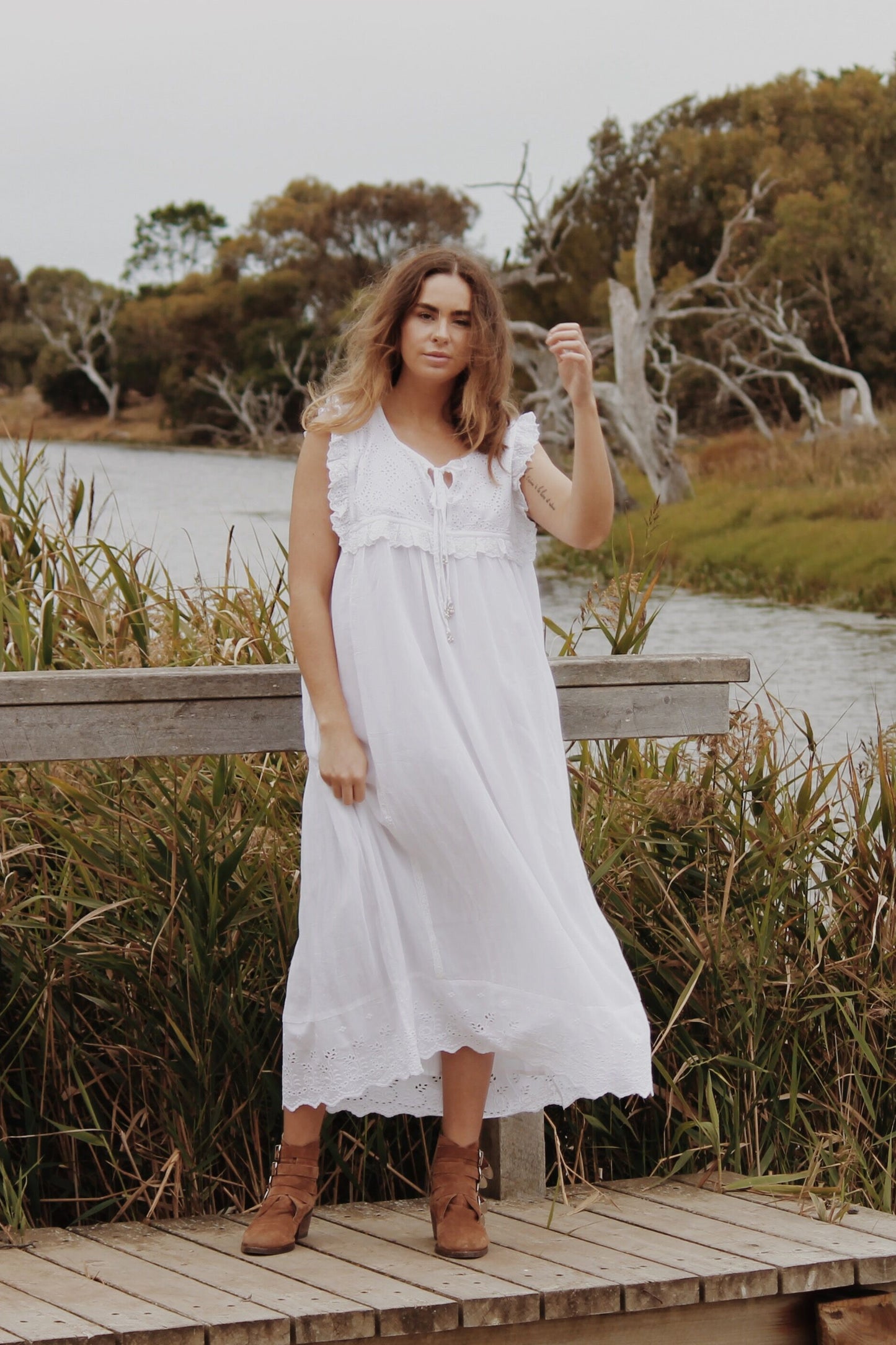 PRIMROSE WHITE COTTON LACE DRESS