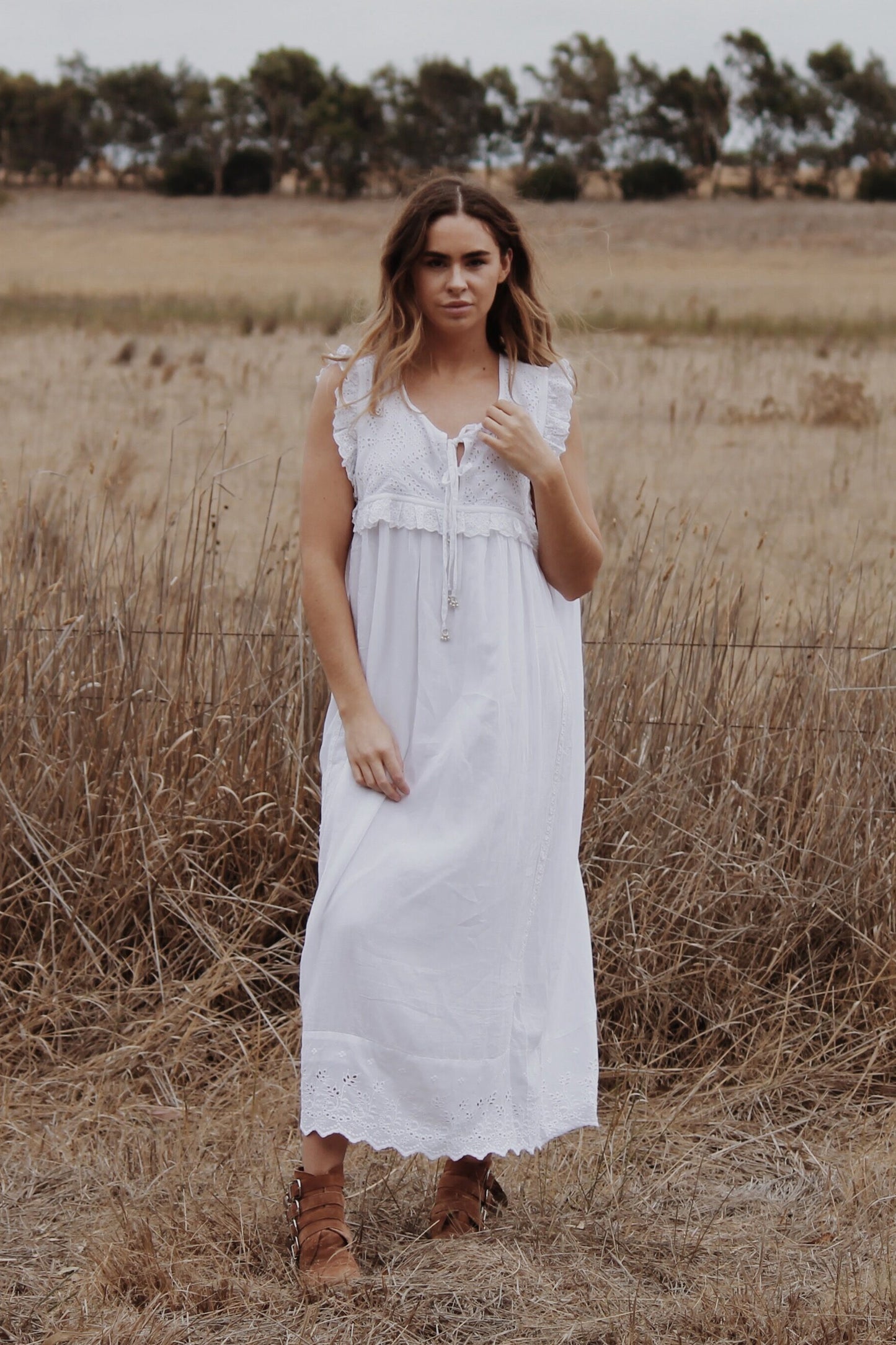 PRIMROSE WHITE COTTON LACE DRESS