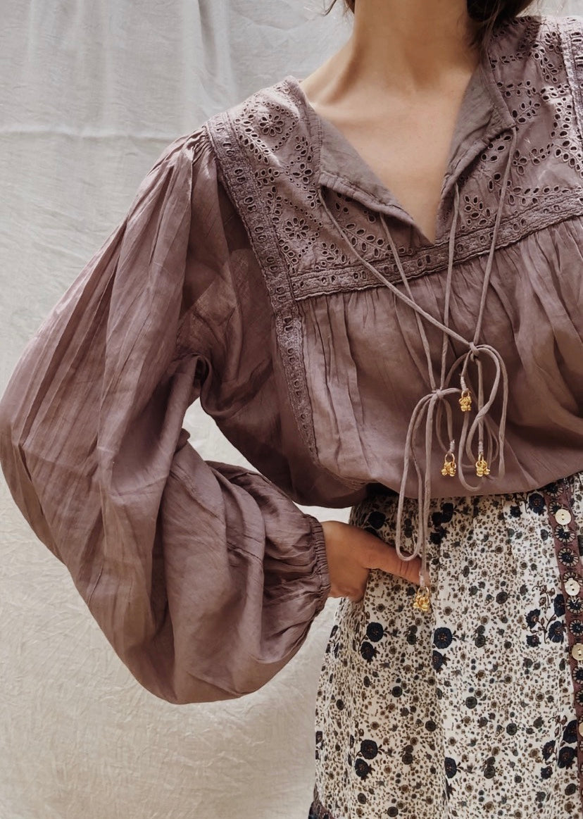 SMALL RESTOCK - MABEL BLOUSE DUSTY LAVENDER