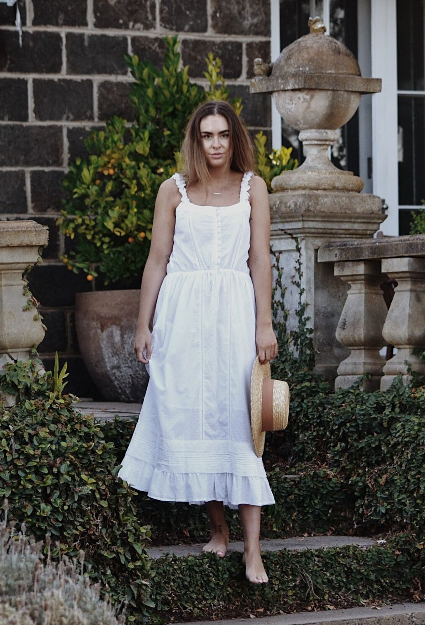 ADELINE WHITE COTTON LACE DRESS