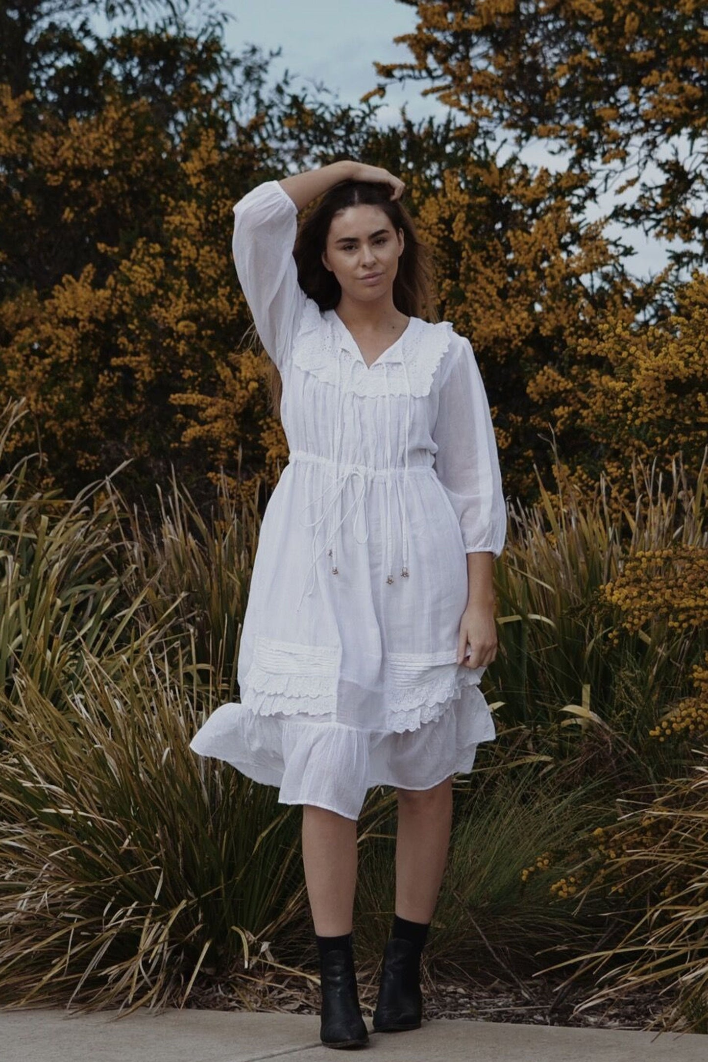 ABERDEEN WHITE COTTON LACE DRESS