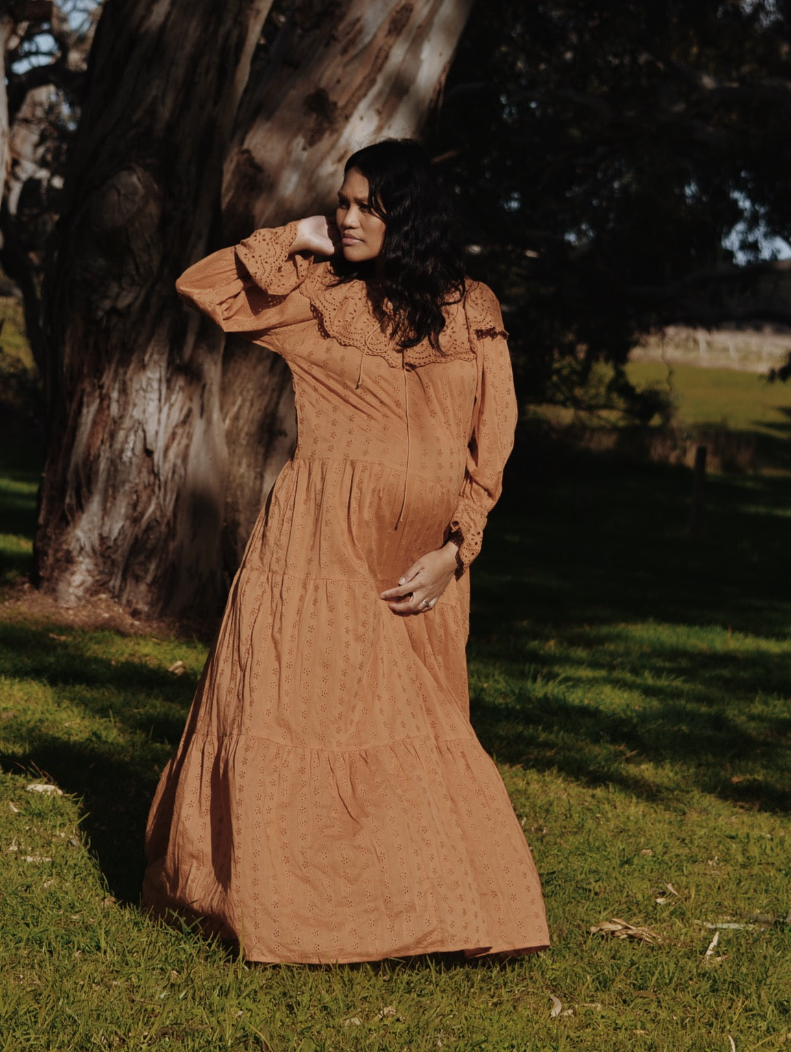 100% RECYCLED COTTON - MARIONETTE MAXI DRESS COPPER