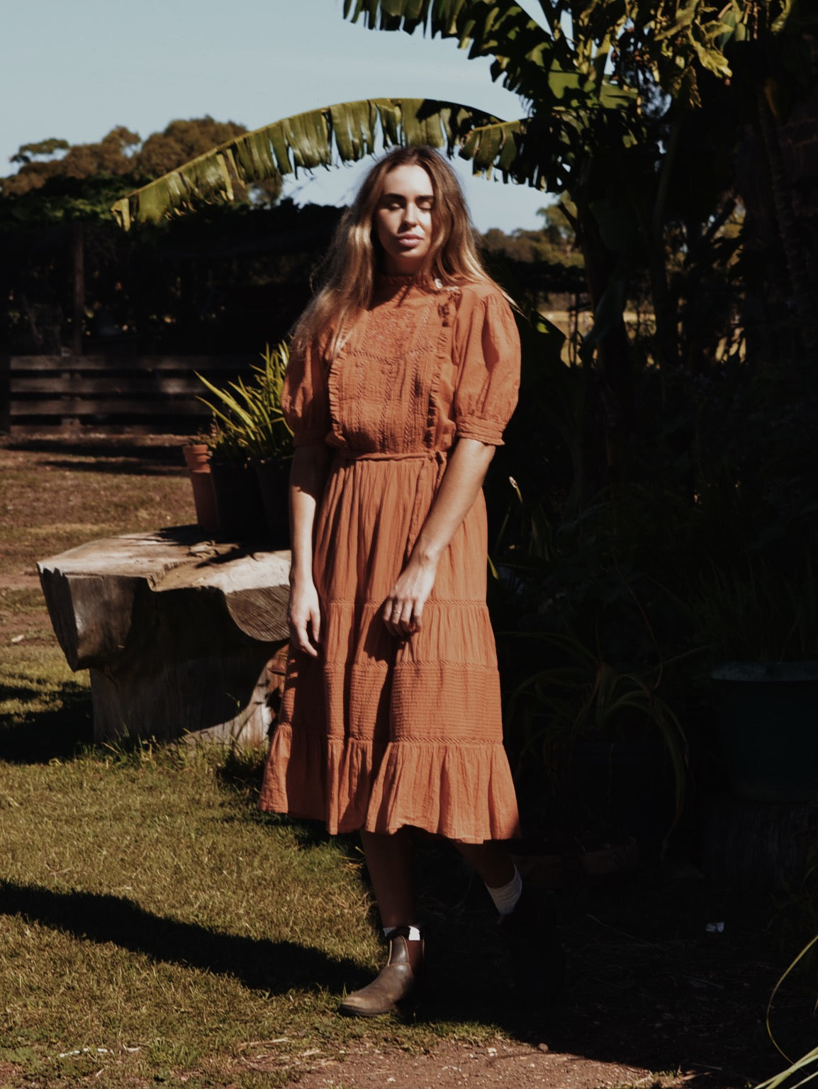 PAULINA BAKED CLAY COTTON DRESS