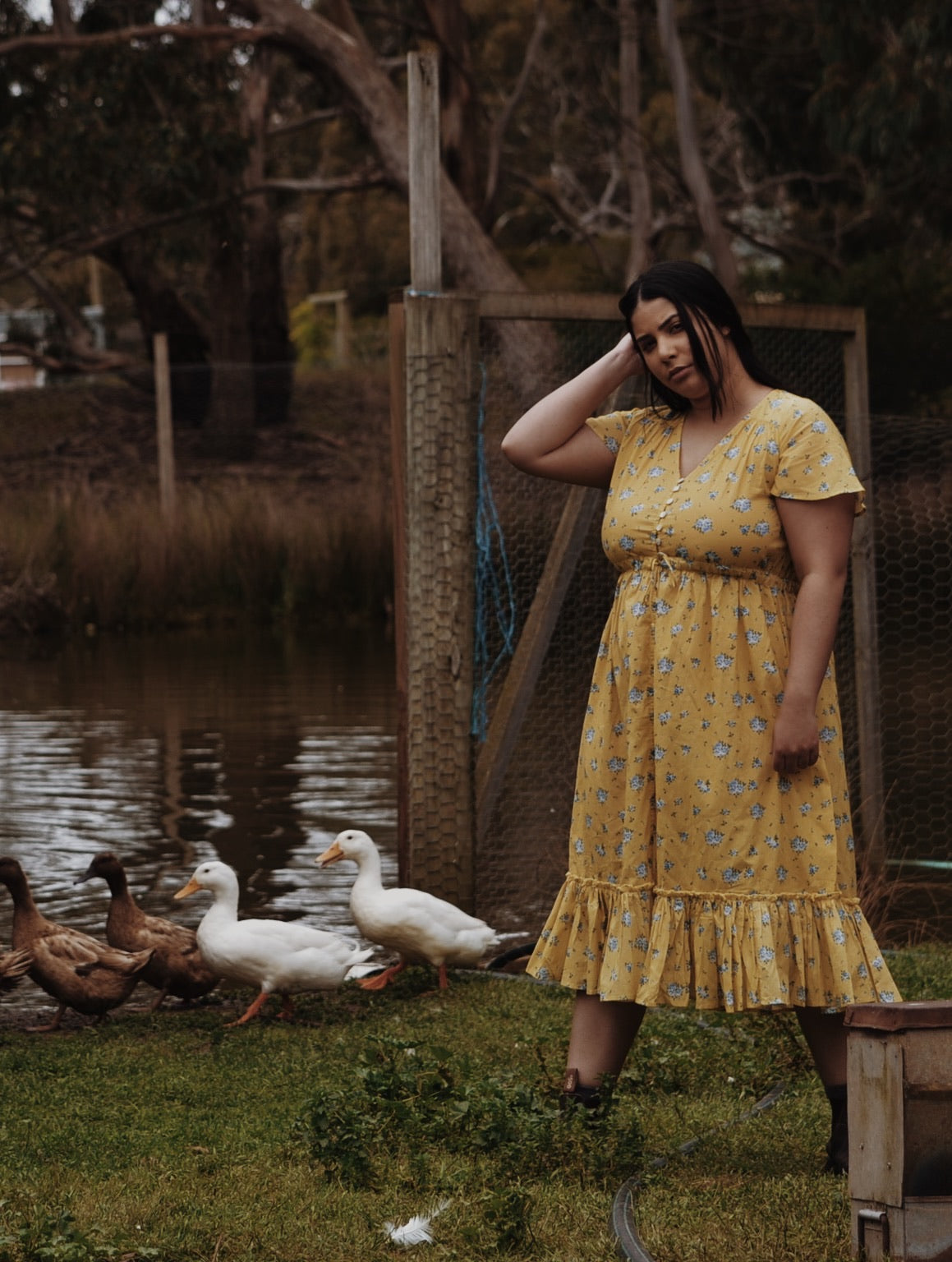 100% RECYCLED COTTON - DULCIE DRESS LEMON FLORAL