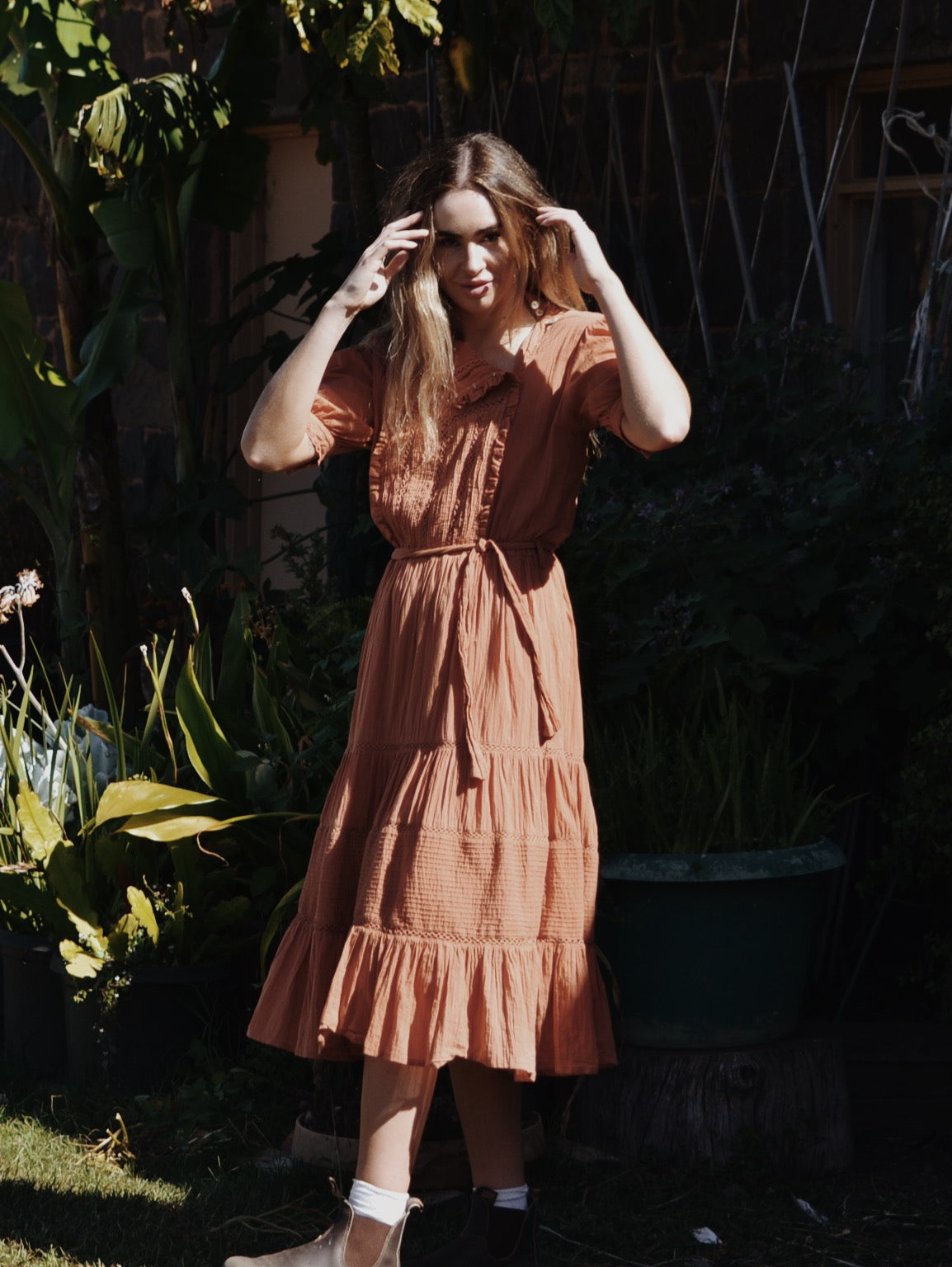 PAULINA BAKED CLAY COTTON DRESS