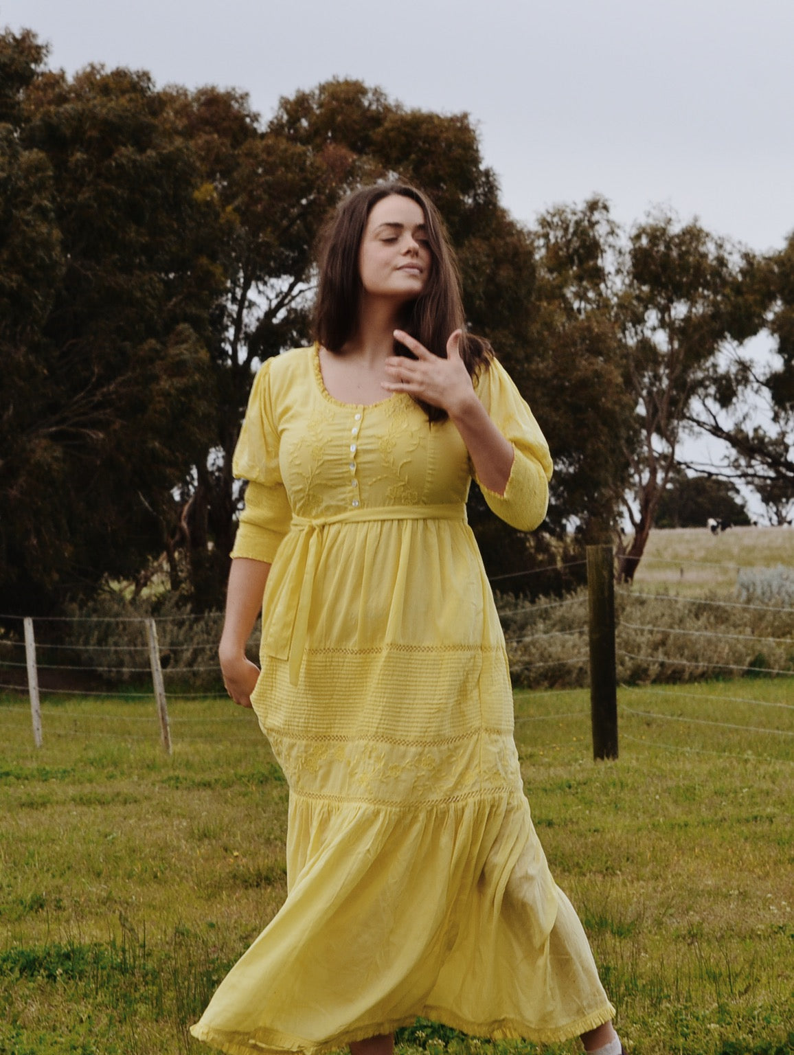 AUGUSTINE MAXI DRESS LEMON MERINGUE