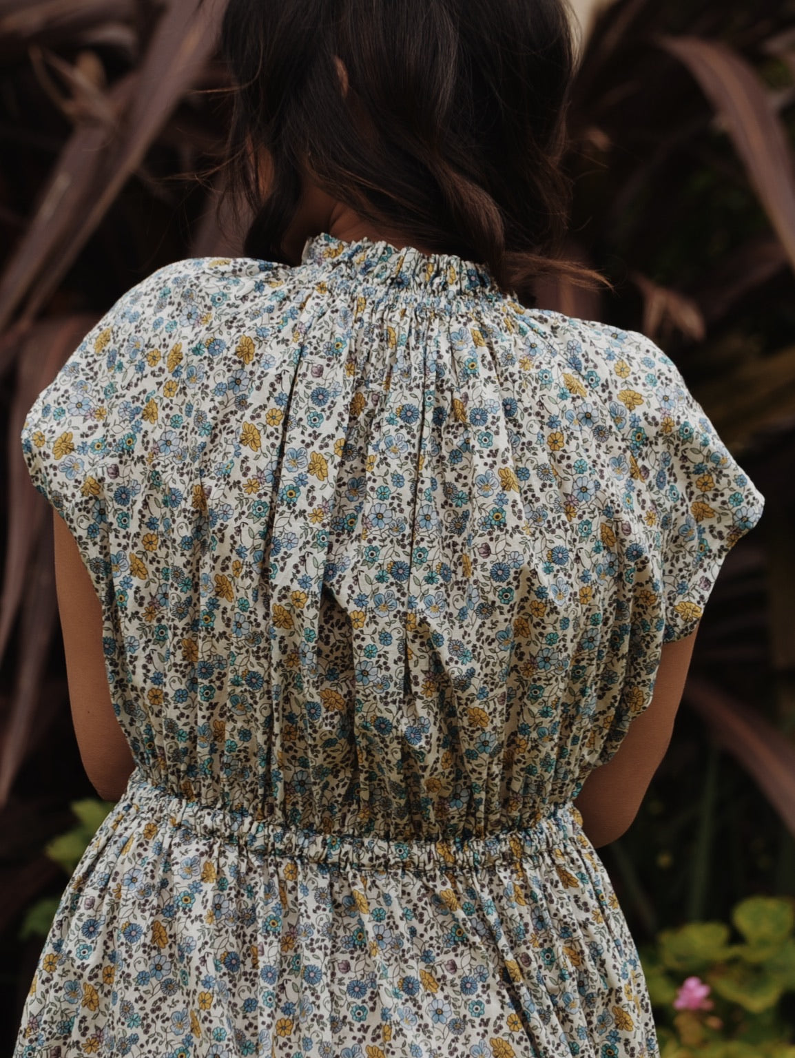 100% RECYCLED COTTON - ISABEL BLUE AND YELLOW FLORAL