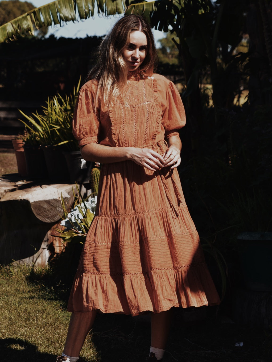 PAULINA BAKED CLAY COTTON DRESS