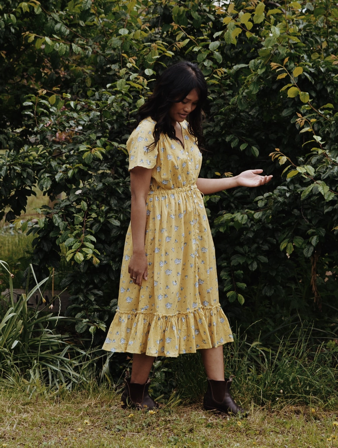 100% RECYCLED COTTON - DULCIE DRESS LEMON FLORAL