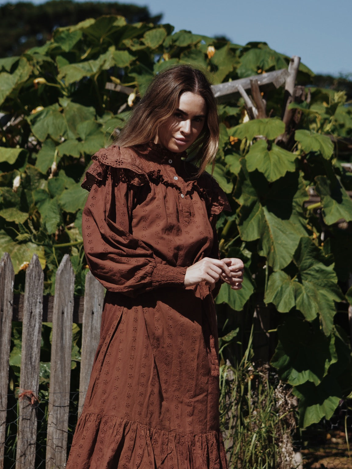 SECOND - 100% RECYCLED COTTON - CLOTHILDE DRESS RUST