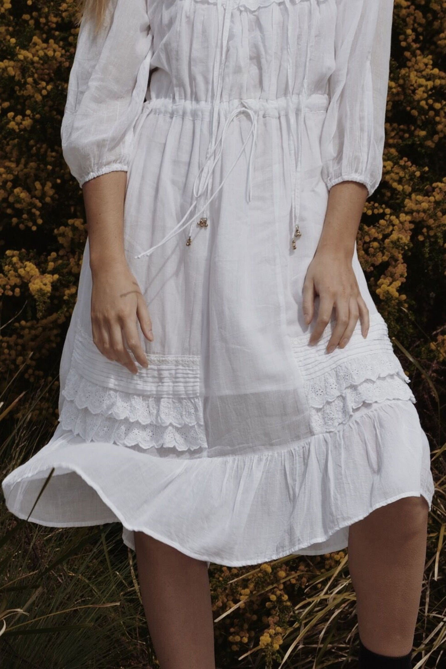 ABERDEEN WHITE COTTON LACE DRESS