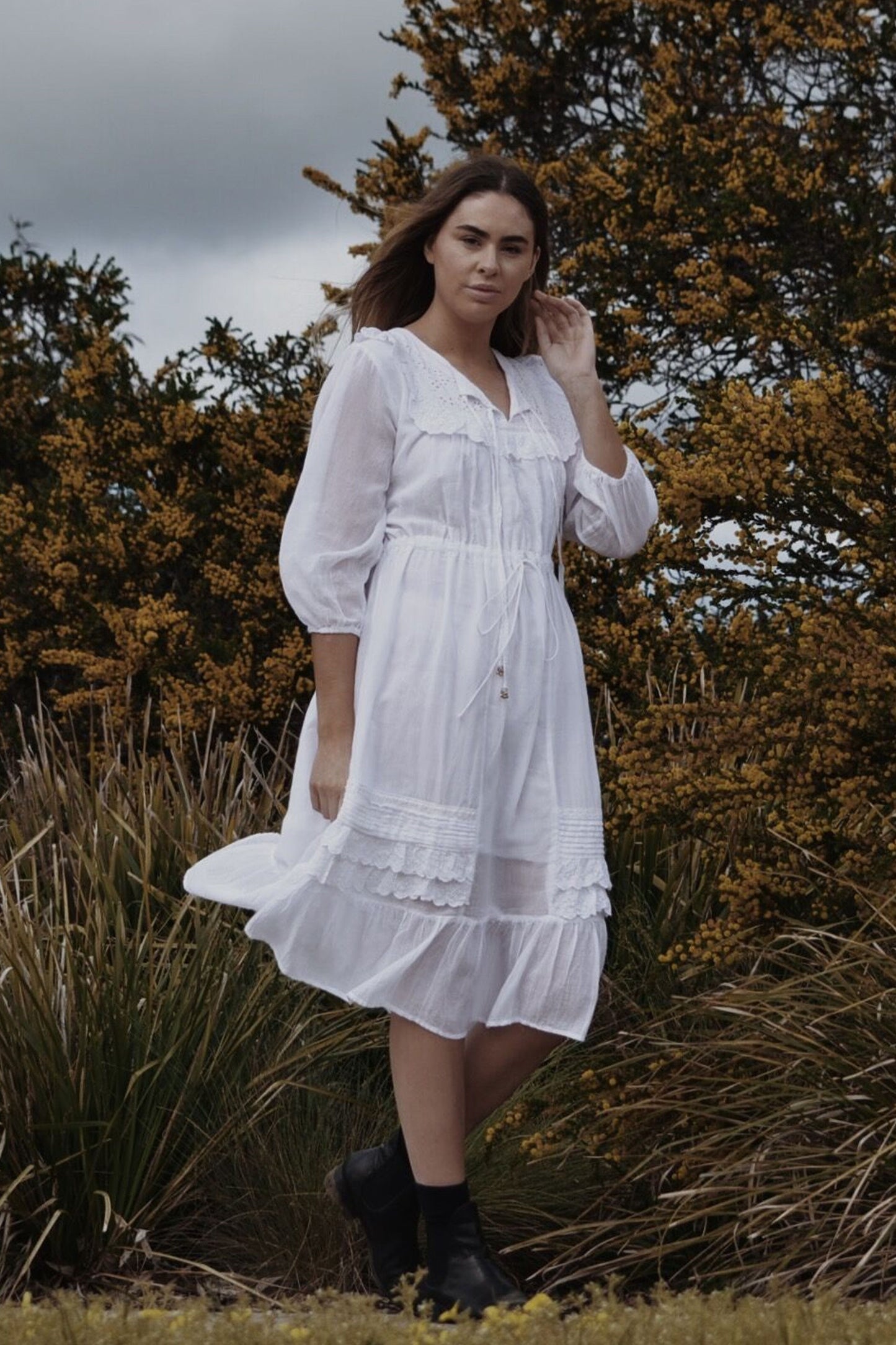 ABERDEEN WHITE COTTON LACE DRESS