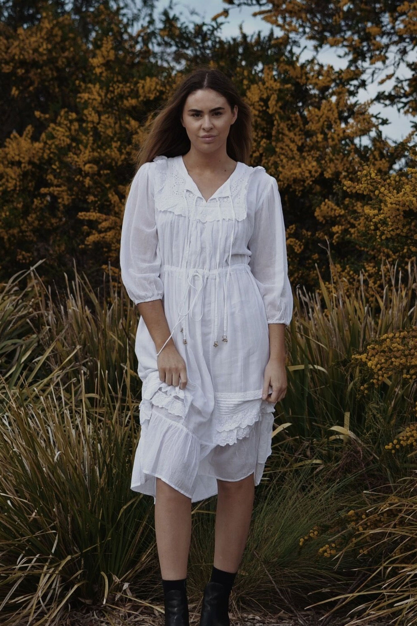 ABERDEEN WHITE COTTON LACE DRESS