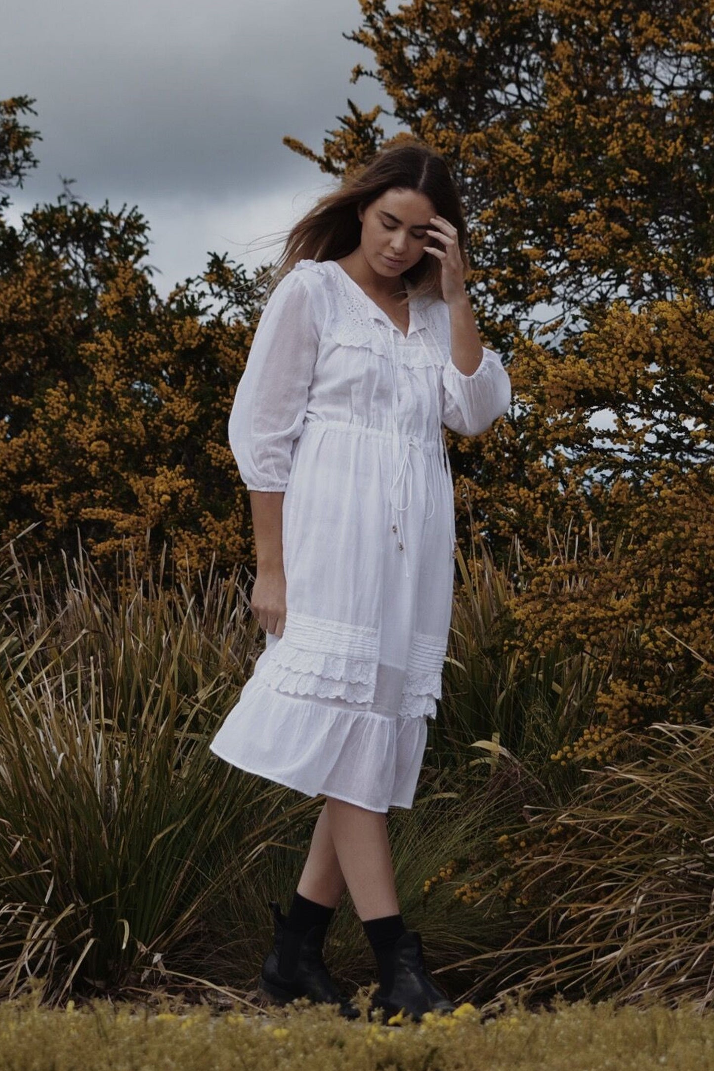 ABERDEEN WHITE COTTON LACE DRESS